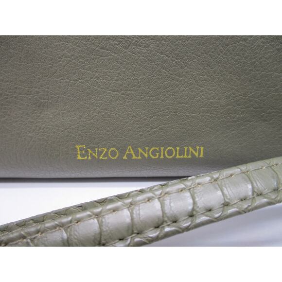 Enzo Angiolini Grey Faux Leather Snakeskin Detail Wallet Clutch - Picture 6 of 9